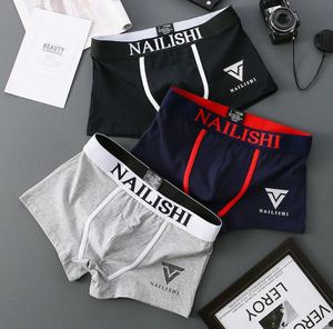 Ropa Interior Transpirable de Algodón para Hombre, Calzoncillos Tipo Boxer Juveniles con Letras, Shorts Modernos de Tiro Medio - Product Image 3