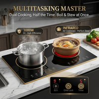 Table de cuisson électrique double zone universelle, plaque à induction infrarouge intégrée, cuisinière hybride tactile, pour usage hôtelier, 220V