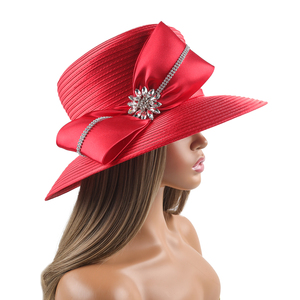 Personnalisé Satin Tissu Fascinator Chapeau Diamant Bowknot Chapeau Haut De Forme De Luxe Église Chapeau pour Adultes Fête Vacances Mascarade Décoration - Product Image 4