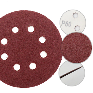 Juego de 110 Discos de Lija de Óxido de <span class=keywords><strong>Aluminio</strong></span> de 5 Pulgadas y 8 Agujeros con Gancho y Bucle, Papel de Lija Rojo para <span class=keywords><strong>Pulir</strong></span> Metal y Madera - Product Image 3