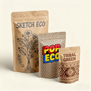 Tùy chỉnh giấy kraft trắng thân thiện với môi trường có thể phân hủy PLA túi thực phẩm túi Cà phê đứng lên Túi <span class=keywords><strong>Ziplock</strong></span> với dây kéo phân hủy sinh học - Product Image 3