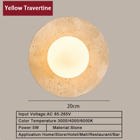 Lampe murale simple en travertin jaune, intensité réglable sur mesure, vente en gros pour couloirs, escaliers, foyer unique texturé, décoration maison et restaurant
