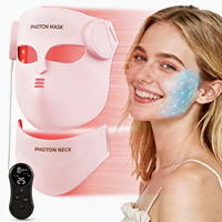 Masker Wajah Silikon Nirkabel 4D OEM ODM Warna Pink, Perangkat Kecantikan Wajah Portabel 8 Warna untuk Penggunaan di Rumah