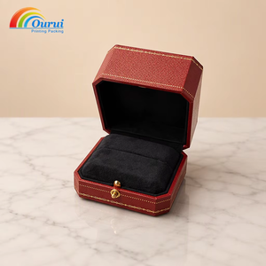 Estuche Rectangular Rojo para Reloj, Caja de Cuero Sintético con Interior de Gamuza Sintética, Cierre a Presión, Almacenamiento Protector para Relojes de Lujo - Product Image 4