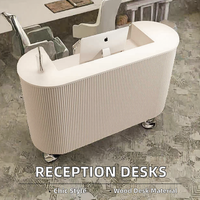 Bureau de réception ovale moderne en bois avec panneau en cuir pour hôpital, bureau, immeuble - Mobilier de bureau commercial en bois