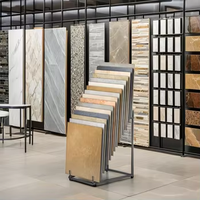 Présentoir de carreaux d'ardoise moderne et écologique personnalisé présentoir en pierre de salle d'exposition à cadre métallique pour échantillons de carreaux de céramique au sol