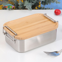 Aohea Offre Spéciale Boîte à lunch en bambou en gros, Contenant alimentaire en bois et acier inoxydable, Boîte Bento métallique pour l'école