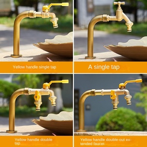 <span class=keywords><strong>Robinet</strong></span> <span class=keywords><strong>de</strong></span> <span class=keywords><strong>jardin</strong></span> en laiton massif à double sortie avec poignée jaune pour cour extérieure, ferme, terrasse, <span class=keywords><strong>robinet</strong></span> d'eau anti-gel - Product Image 4