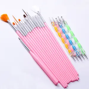 Nail Art Borstels Set Nail Art Painting 2 Way Acryl Siliconen Carving Pen Puntpen Tool Manicure Kit Board Voor Thuissalon