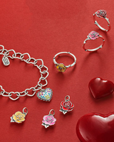 Bague en argent sterling S925 James Avery Rose et pendentif en argent vintage en forme de cœur coloré, cadeau de la Saint-Valentin pour femmes