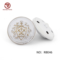 Botones redondos de latón y aleación de Zinc para manualidades, uniforme personalizado de costura, cúpula decorativa, vástago de Metal dorado, venta al por mayor