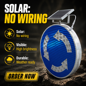 <span class=keywords><strong>Panneau</strong></span> de signalisation routière circulaire à LED solaire clignotant, étanche IP65, pour la sécurité routière - Product Image 2