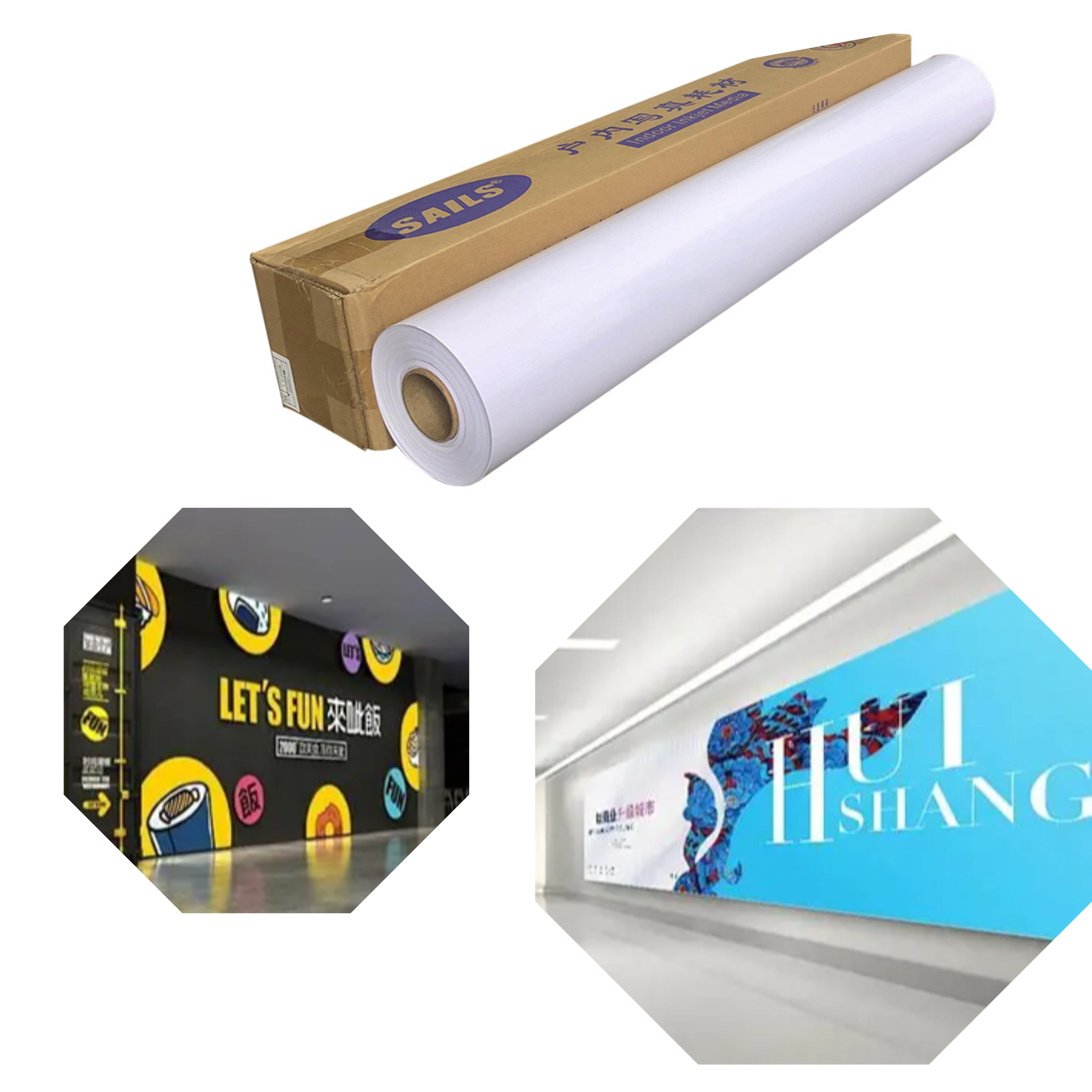 White Glue Glossy Removable Vinyl Paper Stickers Roll Water-based Self-Adhesive Vinyl Film Poster Printing Materials UV/Water