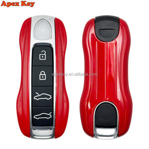 เคสกุญแจสำรองสีแดงคุณภาพสูงสวยงามสำหรับรถปอร์เช่ พร้อมสติกเกอร์สำหรับทำกรอบรูปศิลปะ - Product Image 1