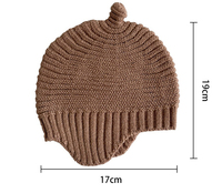 Bonnets personnalisés avec logo, en tricot doux, couleur unie, pour bébé, avec nœud mignon sur le dessus, protection des oreilles, chauds pour l'hiver, bonnets d'hiver pour l'extérieur