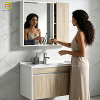 Meuble-lavabo moderne et simple en céramique, étanche, avec rangement flottant, en contreplaqué, pour salle de bain