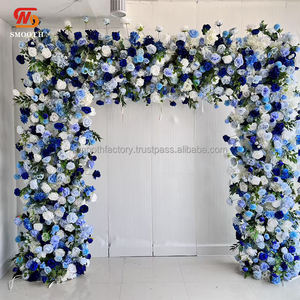 Arche de fleurs rectangulaire bleue et blanche LEDA, décoration de fond de mariage en plein air, arche de fleurs, vente chaude - Product Image 1