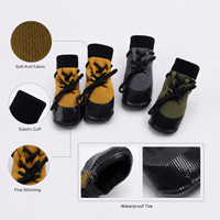 Chaussettes pour chiens et chats Mushafier, chaudes, imperméables, antidérapantes, imprimées, à double couche, avec semelle en caoutchouc à pois, douces, respirantes, pour la marche en intérieur, soin des pattes