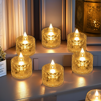 Bougie LED sans flamme en verre doré, effet de flamme vacillante chaude, fonctionne sur piles, pour Noël, mariage, lot de 12
