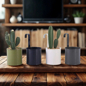 Pot bunga gantung dinding kustom ramah lingkungan, Pot bunga logam bentuk bulat luar ruangan untuk dekorasi taman - Product Image 3