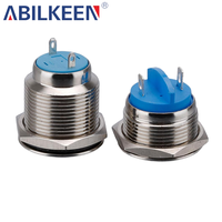 Interrupteur à bouton-poussoir plat en aluminium IP65 de 19 mm, terminal à connexion rapide, dispositif électrique industriel à verrouillage, 250 V 2 A