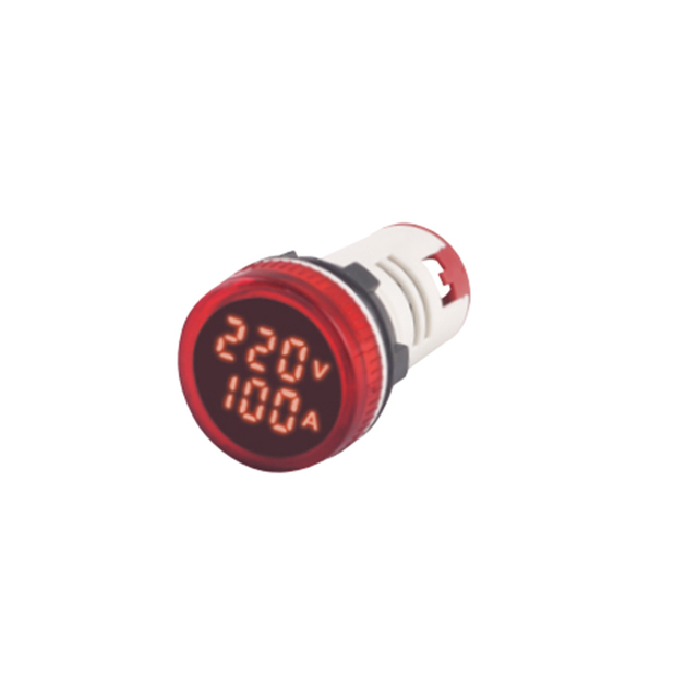 Cheap Price 22mm Mini Digital Panel Round Type Dual LED Volt/Ammeter Meter ABS Material Measures Temperature Frequency