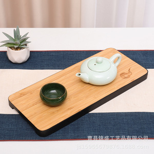 Solid Wood <b>Tea</b> <b>Tray</b> Rectangular Handmade For Home Office <b>Tea</b> Serving With Purple Clay Teapot And Cups Set - Product Image 2