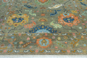 พรมขนสัตว์อูชักสีเขียวมะกอกทำมือ: ตกแต่งด้วยสีสันสดใส สไตล์ยุโรปเพื่อการตกแต่งพื้นบ้านอย่างมีระดับ - Product Image 6