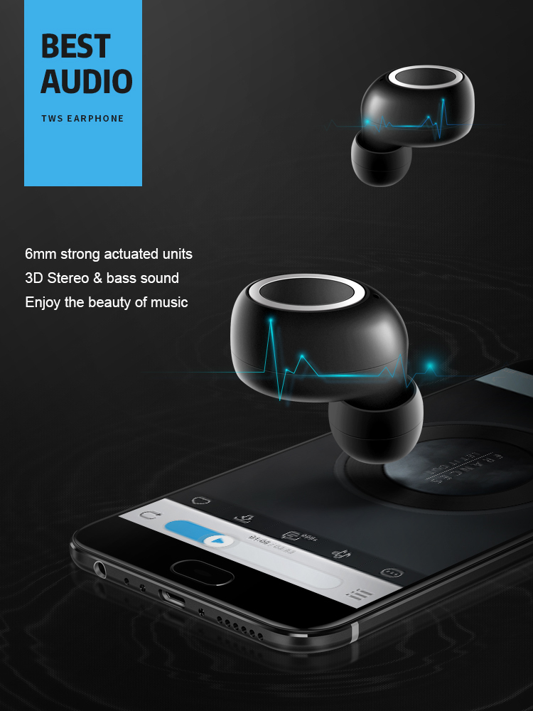 D015 Écouteurs Bluetooth TWS Bluetooth 5.0 Binaural Écouteurs Cuffie Stéréo mi Bluetooth Écouteurs Avec Chargement Poubelle