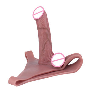 Calzoncillos y bóxer con sensación <span class=keywords><strong>de</strong></span> piel, pantalones cortos con consolador hueco <span class=keywords><strong>grande</strong></span>, manga <span class=keywords><strong>de</strong></span> pene con correa masculina realista, juego sexual para adultos - Product Image 2