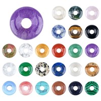 Pendentif Donut Boucle de la Paix en Pierre Naturelle 18mm, Style Ethnique Chinois, Agate à Grand Trou, Pendentif Rétro en Cristal pour Bijoux DIY