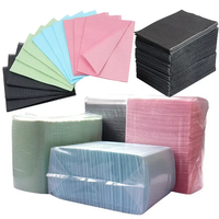 Bavoirs dentaires jetables multi-usages 3 plis, personnalisés, imperméables, multicolores, noirs, 33*45CM, fabriqués en Chine