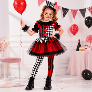 Costumes de <span class=keywords><strong>Clown</strong></span> Noir et Rouge à Carreaux pour Filles, Idéaux pour Halloween et les Fêtes de Carnaval - Grande Vente ! - Product Image 5
