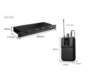 Xtuga Chuyên nghiệp UHF 4-kênh không dây <span class=keywords><strong>ear</strong></span> <span class=keywords><strong>monitor</strong></span> hệ thống sân khấu sống ghi âm trong tai tai nghe 50-80m phạm vi kim loại nhựa - Product Image 5