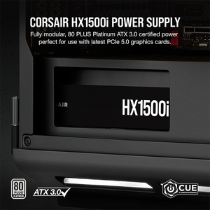 Alimentation <span class=keywords><strong>Corsair</strong></span> HX1500i ATX-Conforme à l'ATX 3.1 et au PCIe 5.1-Ventilateur à roulement dynamique fluide 80 Plus Platinum Efficiency - Product Image 3