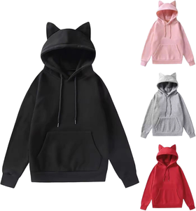 Nueva Sudadera con Capucha Casual para Mujer, Estilo Invierno y Primavera/Otoño, Manga Larga, Cuello Alto, con Orejas de Gato - Product Image 1