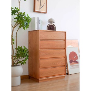 Cherry Wood Five <b>Drawer</b> Chest Solid Wood Modern Storage Cabinet Bedroom Living Room Dresser - Product Image 1