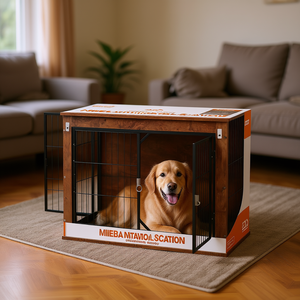 Jaula y Caseta para Perros de Madera, Casa para Mascotas Grande, Resistente para Exteriores, Estilo Clásico, Rectangular, Puerta Corredera Horizontal - Product Image 2