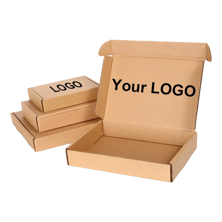 Custom Logo Afdrukken Vouwen Gerecycled Mailing Kraft Bruin Papier Karton Verpakking Ambacht Verzending Mailer Dozen Voor Kleding