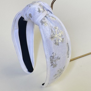 Nouveau élégant noël flocon de neige Sequin bandeau pour filles femmes solide <span class=keywords><strong>velours</strong></span> <span class=keywords><strong>vert</strong></span> fleur noël bandeau cheveux accessoires bijoux - Product Image 2