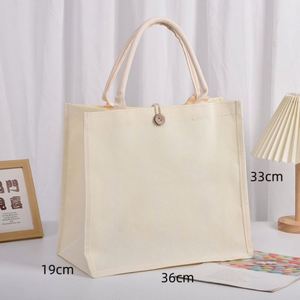 Wholesale Imaiwill Brand Fashion Size Lamination Natural Button Beach <b>Canvas</b> Shopping Tote Bags Custom Printing Logo - Product Image 3
