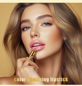 Lipstik Jelly Bunga Label Pribadi dengan Foil Emas, Transparan, PH Berubah Warna, Melembapkan, dalam Kemasan Kotak Emas 3.5g - Product Image 3