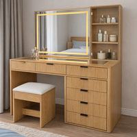 Table de Maquillage Moderne en Gros, Design Personnalisé, Simple et Multifonctionnelle avec Miroir et Éclairage LED pour Chambre à Coucher
