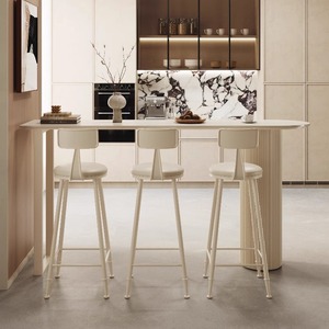 Mesa de <span class=keywords><strong>Bar</strong></span> de tablero de roca de lujo moderno, parte superior de piedra alta para el hogar, Hotel, centro comercial, entrada, apartamentos pequeños, sala de estar, balcón, pared, hierro lateral - Product Image 4