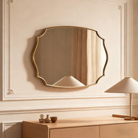 Miroir mural ovale en verre doré de style Art déco avec cadre en métal Montage mural de salle de bain bureau à domicile de luxe pour cadeau
