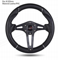 Setir Balap Universal Hitam Merah PVC/PU/Kulit Diameter 320/350mm untuk Audi Volkswagen Porsche