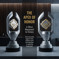 Trophée de champion sportif portable en métal 3D géométrique moderne, finition bicolore, logo en relief, pour l'affichage des prix des tournois de jeux vidéo