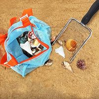 Enfants en plastique plage maille pelle et sac ensemble coquille collecte sable pelle et requin dent tamis louche garçons et filles ustensile jouet