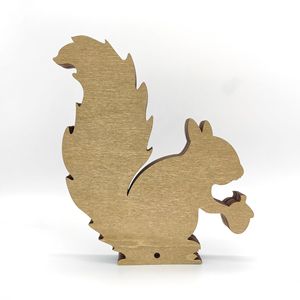 Uionen Wood Carved Squirrel <b>Craft</b> Ornament Multi-Layer Hollow Wooden Squirrel Figurine for Creative Home Decor - Product Image 5