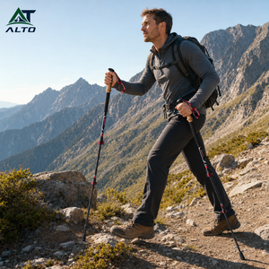Bastones de Senderismo Telescópicos de Fibra de Carbono Alpine de 3 Secciones con Puntas de Acero de Tungsteno de Carbono, Longitud de 135 cm - Product Image 2